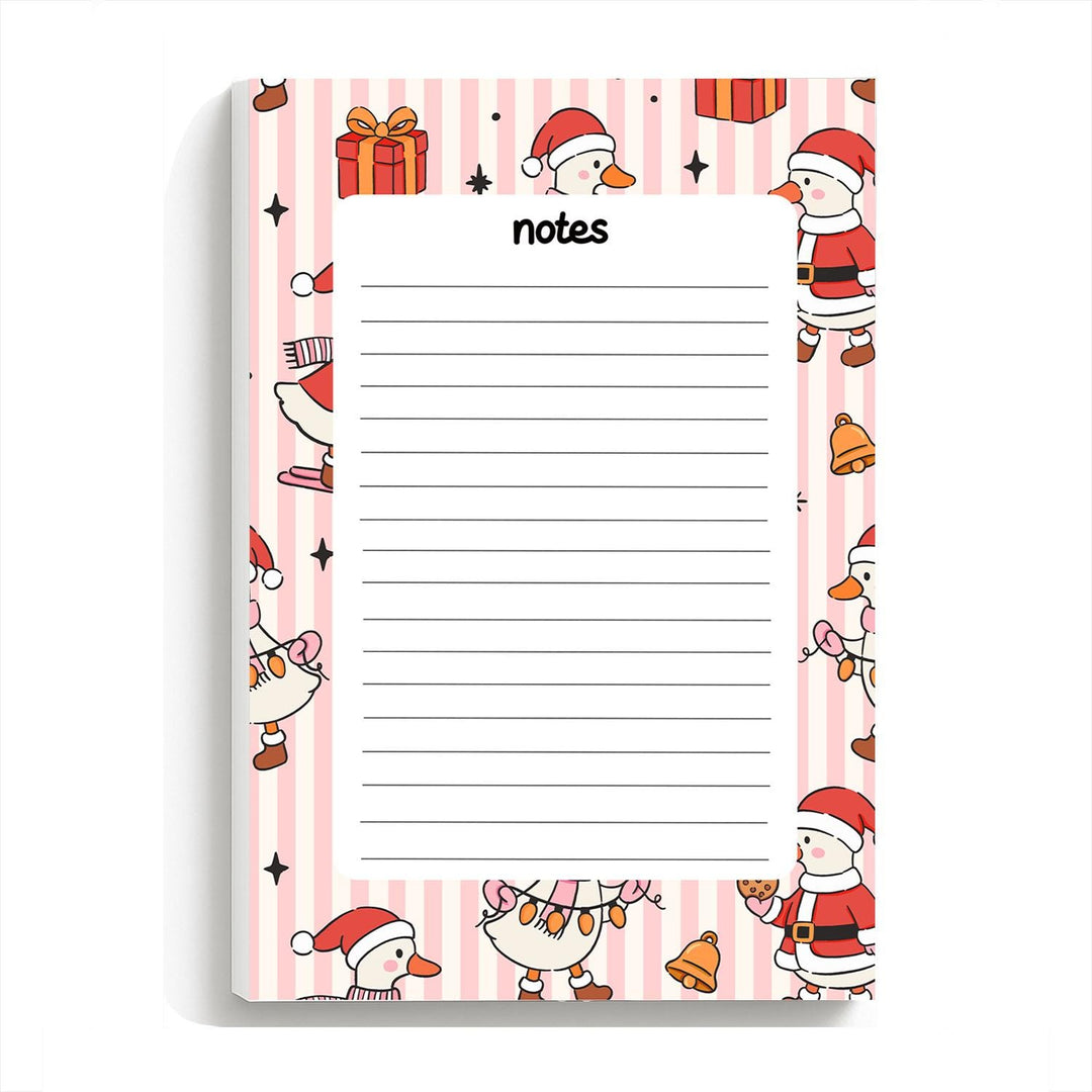 Christmas Silly Goose Notepad 5"x7", Christmas Memo Pad Stationery Addict Book Lover Gift Stocking Stuffer