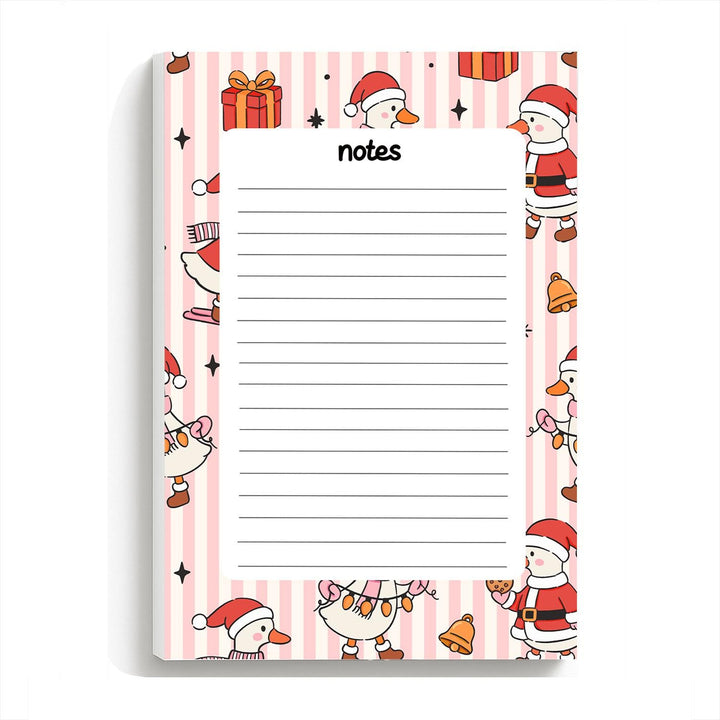 Christmas Silly Goose Notepad 5"x7", Christmas Memo Pad Stationery Addict Book Lover Gift Stocking Stuffer