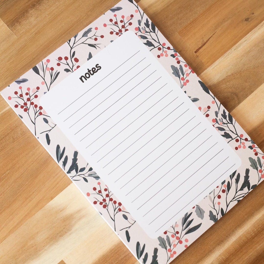 Christmas Bookish Notepad 5"x7", Christmas Memo Pad Stationery Gift Stocking Stuffer