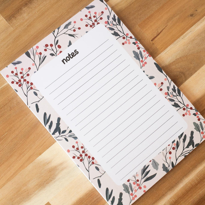 Christmas Bookish Notepad 5"x7", Christmas Memo Pad Stationery Gift Stocking Stuffer