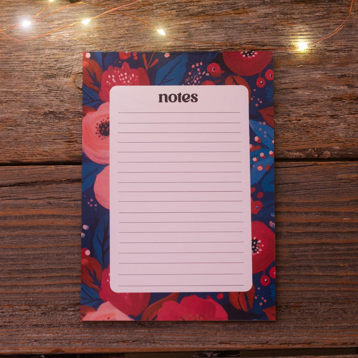 Christmas Flowers Notepad 5"x7", Christmas Memo Pad Stationery Addict Stocking Stuffer