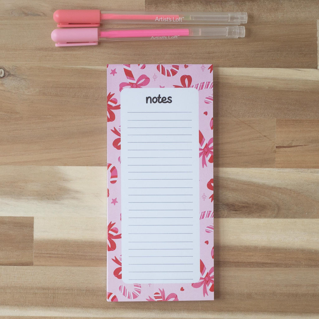 Christmas Candy Canes Notepad 3.5"x7", Christmas Memo Pad Stationery Lover Gift Stocking Stuffer