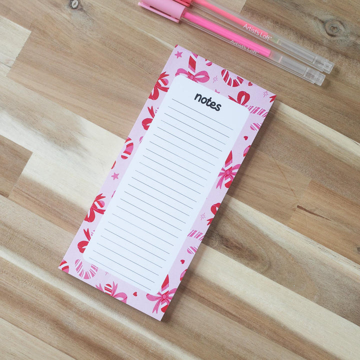 Christmas Candy Canes Notepad 3.5"x7", Christmas Memo Pad Stationery Lover Gift Stocking Stuffer