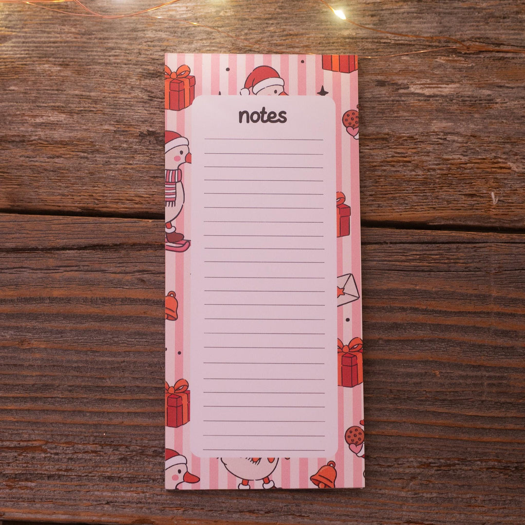 Christmas Silly Goose Notepad 3.5"x7", Christmas Memo Pad Stationery Lover Gift Stocking Stuffer