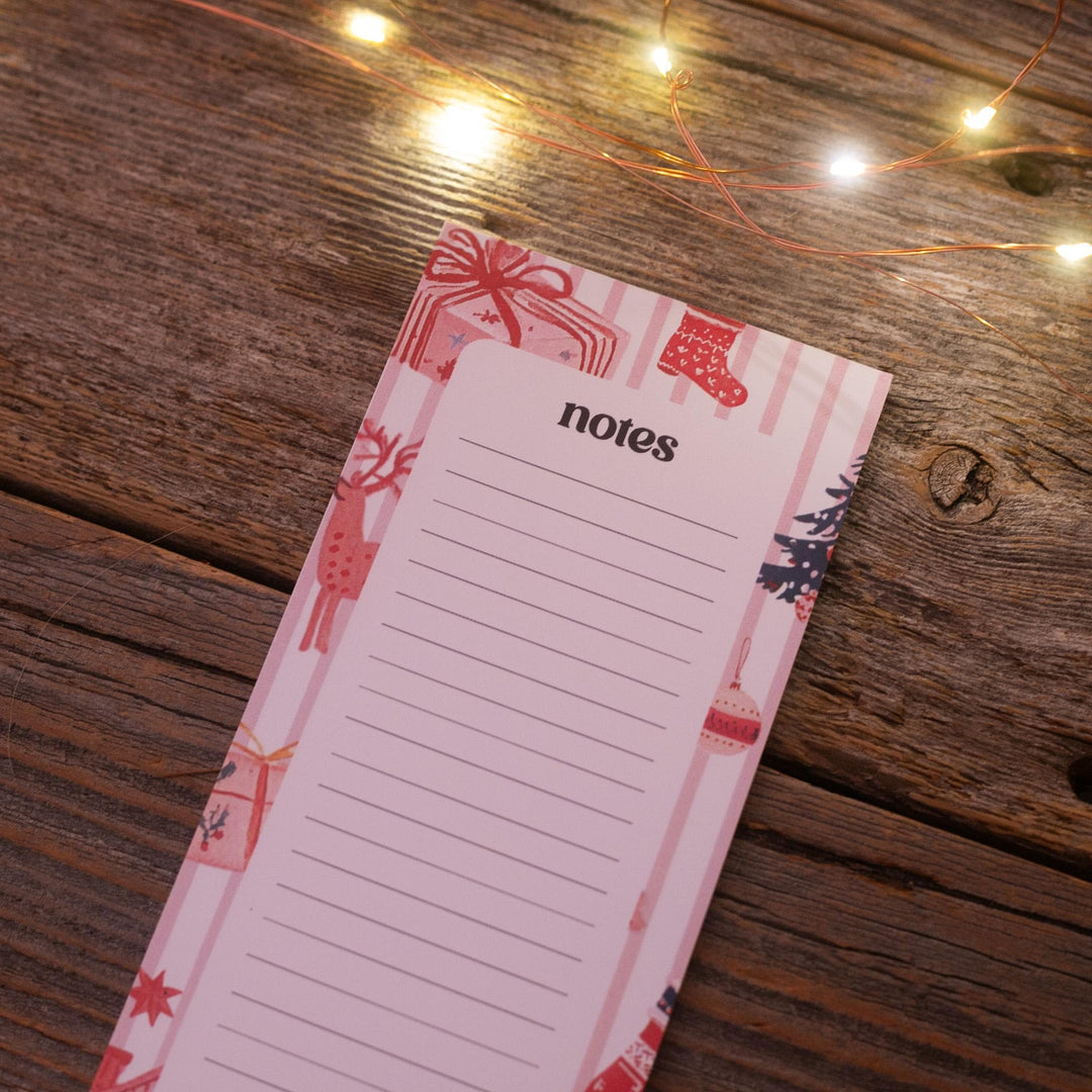 Christmas Bookish Notepad 3.5"x7", Christmas Memo Pad Stationery Lover Gift Stocking Stuffer