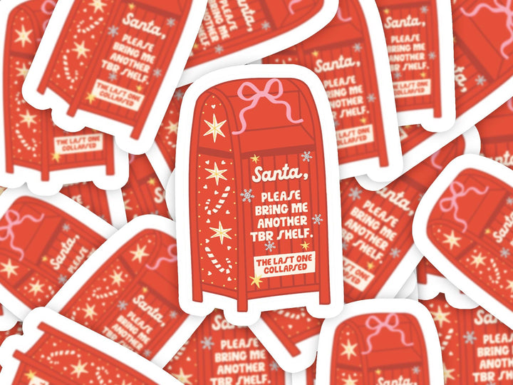 Santa Please Bring Me Another TBR Shelf Bookish Christmas Sticker, Bookish Christmas Gifts