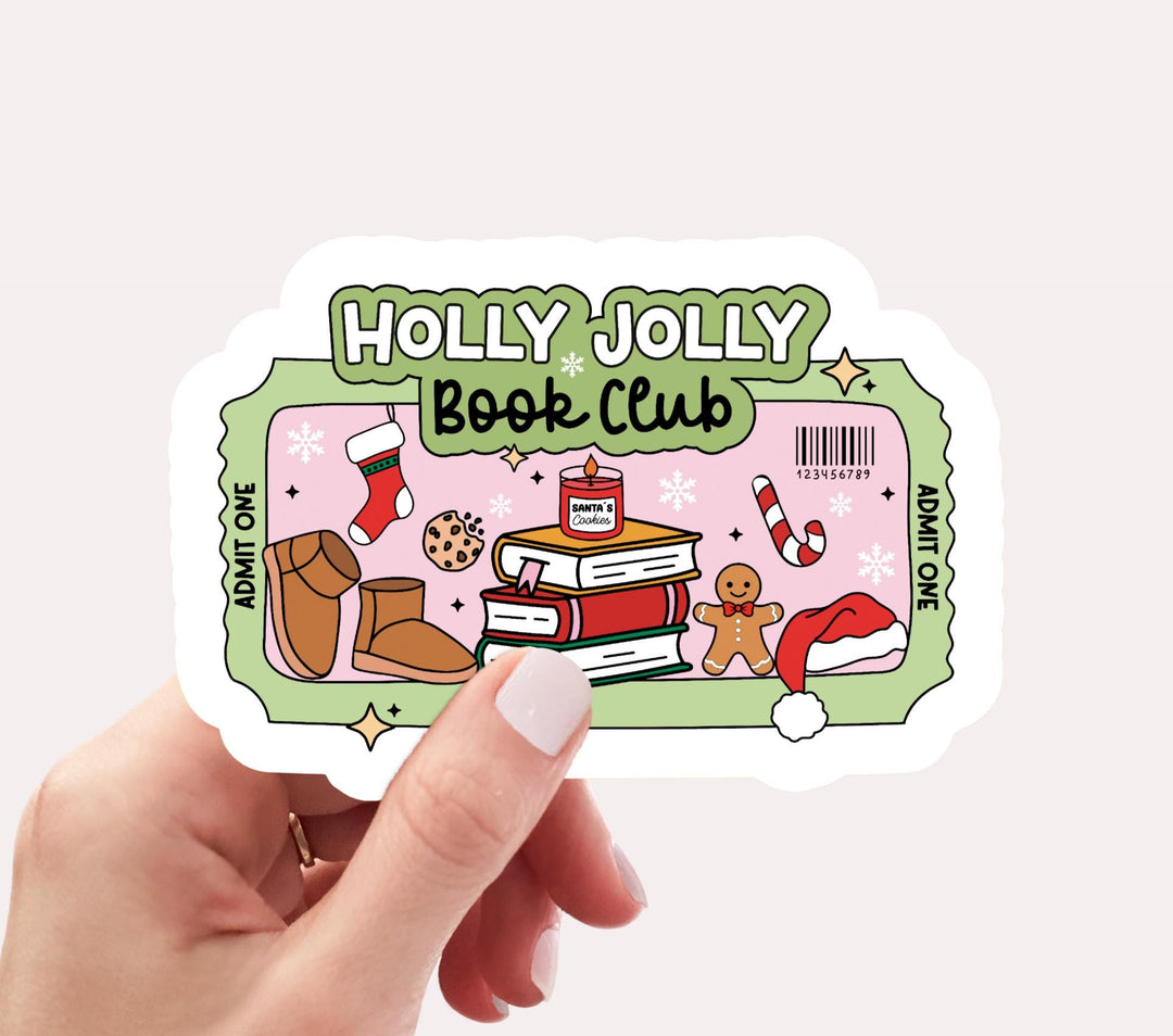 Holly Jolly Book Club Sticker, Bookish Christmas Sticker Gifts