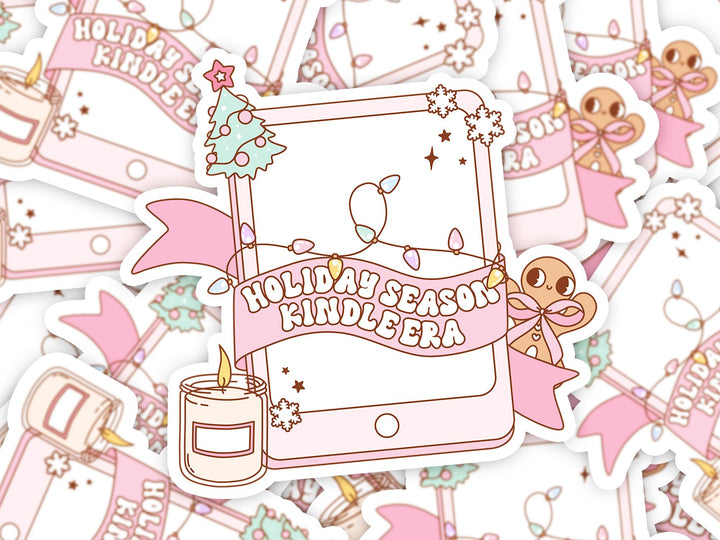 Christmas Kindle Girlie Sticker, Christmas Sticker, Bookish Christmas Gifts FR3