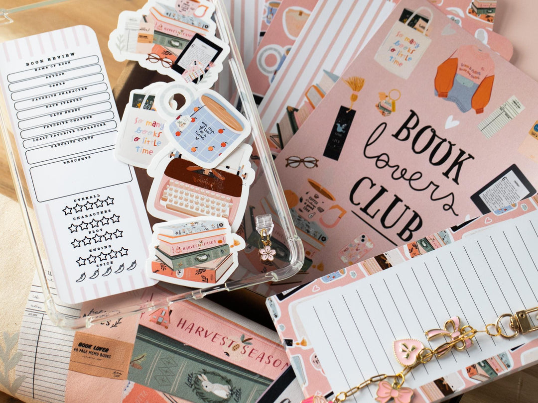 Pink Blind Date with A Kindle Box, E-reader Charms Stickers Inserts Cases Dust Plug and Notepad