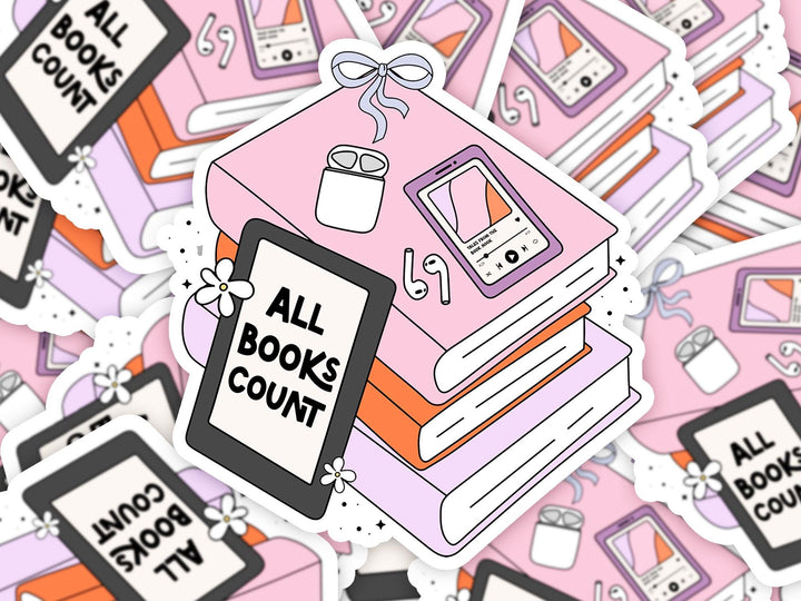All Books Count Sticker, Kindle Sticker, Bookish Gifts ABC3