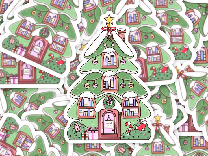 Christmas Bookstore Sticker, Bookish Holiday Kindle Accessories, Book Lover Gift
