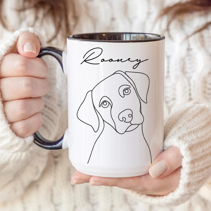 Personalized Dog Mug with Line Art Portrait