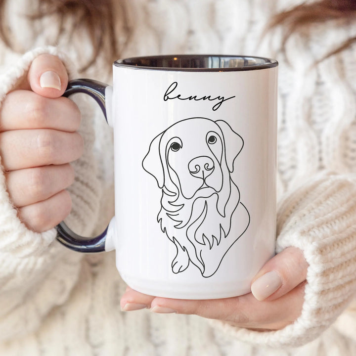 Personalized Dog Mug with Line Art Portrait
