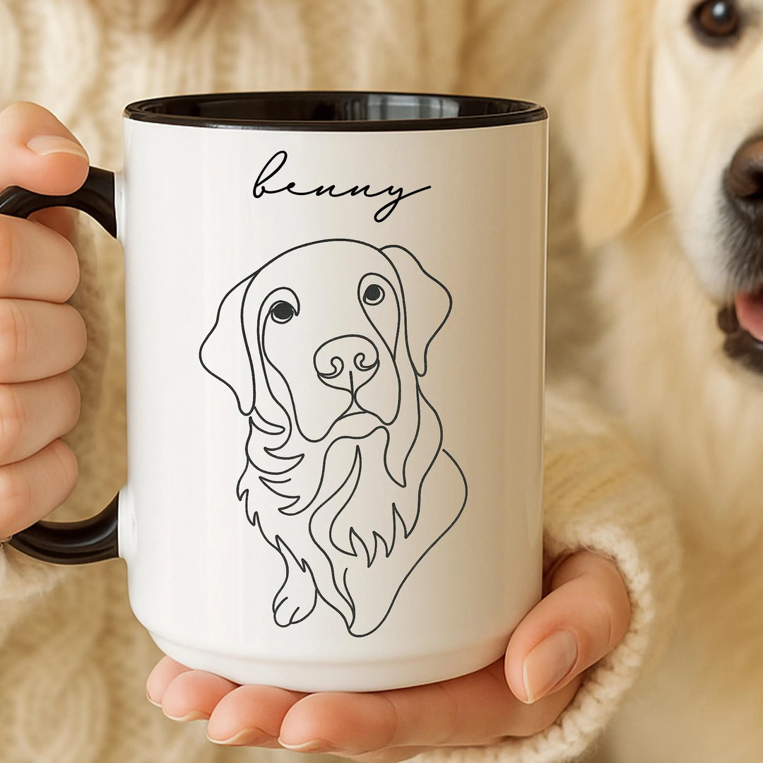 Personalized Dog Mug with Line Art Portrait