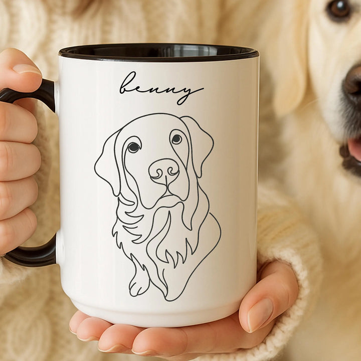 Personalized Dog Mug with Line Art Portrait